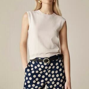 J.Crew Featherweight Cashmere Blend Cropped Sweater Shell Snow Size Large NWT